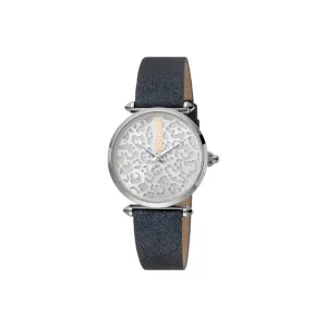 Just Cavalli Ladies Watch With White Dial Animal Print & Dark Green Leather Strap