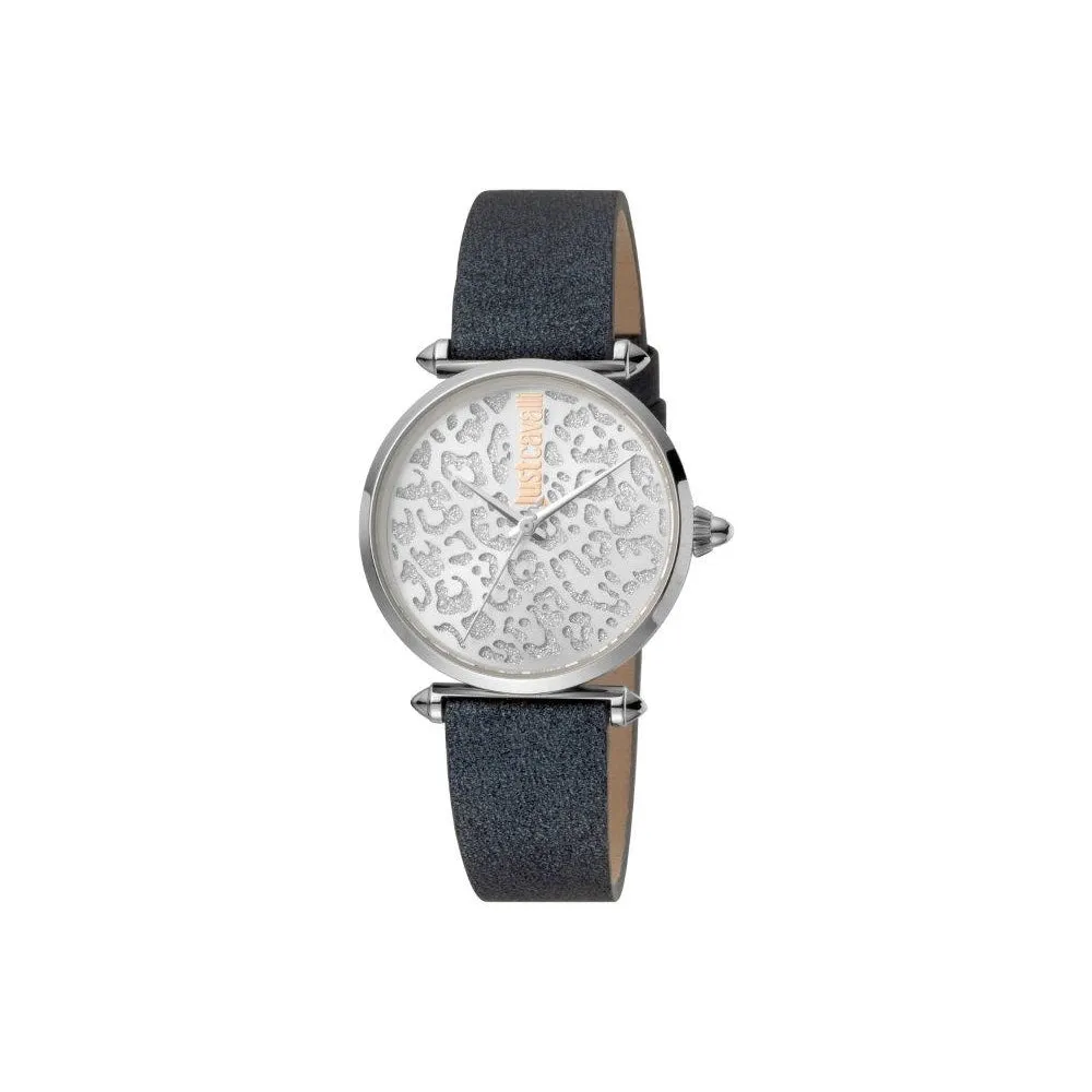 Just Cavalli Ladies Watch With White Dial Animal Print & Dark Green Leather Strap