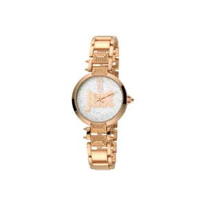 Just Cavalli LadiesÂ¬â€ Watch Ip Rose Gold Case With Silver Color Dial