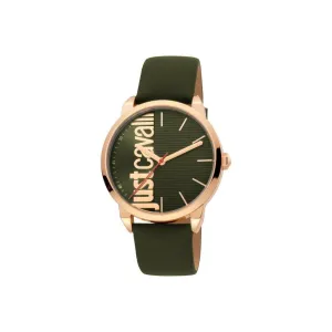 Just Cavalli Men'S Watch Ip Rose Gold Case With Black Leather Strap