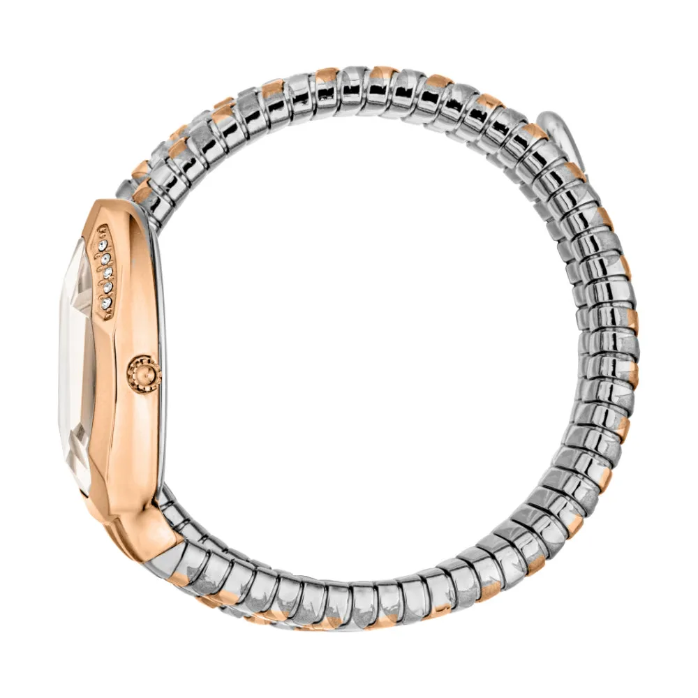 Just Cavalli Snake Shape Women's Rose Gold Watch with Two Tone Bracelet