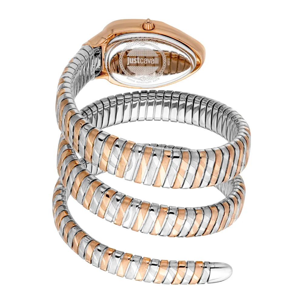 Just Cavalli Snake Shape Women's Rose Gold Watch with Two Tone Bracelet