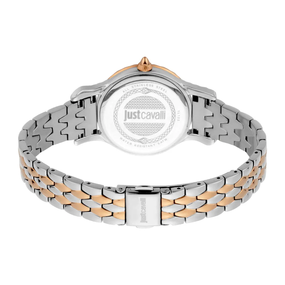 Just Cavalli Women Watch, Two Tone Silver & Rose Gold Color Case, Rose Gold Dial