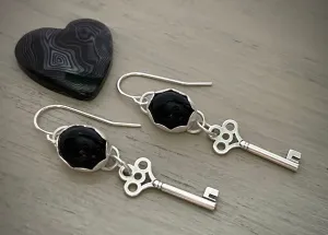 Key to My Heart Onyx Earrings