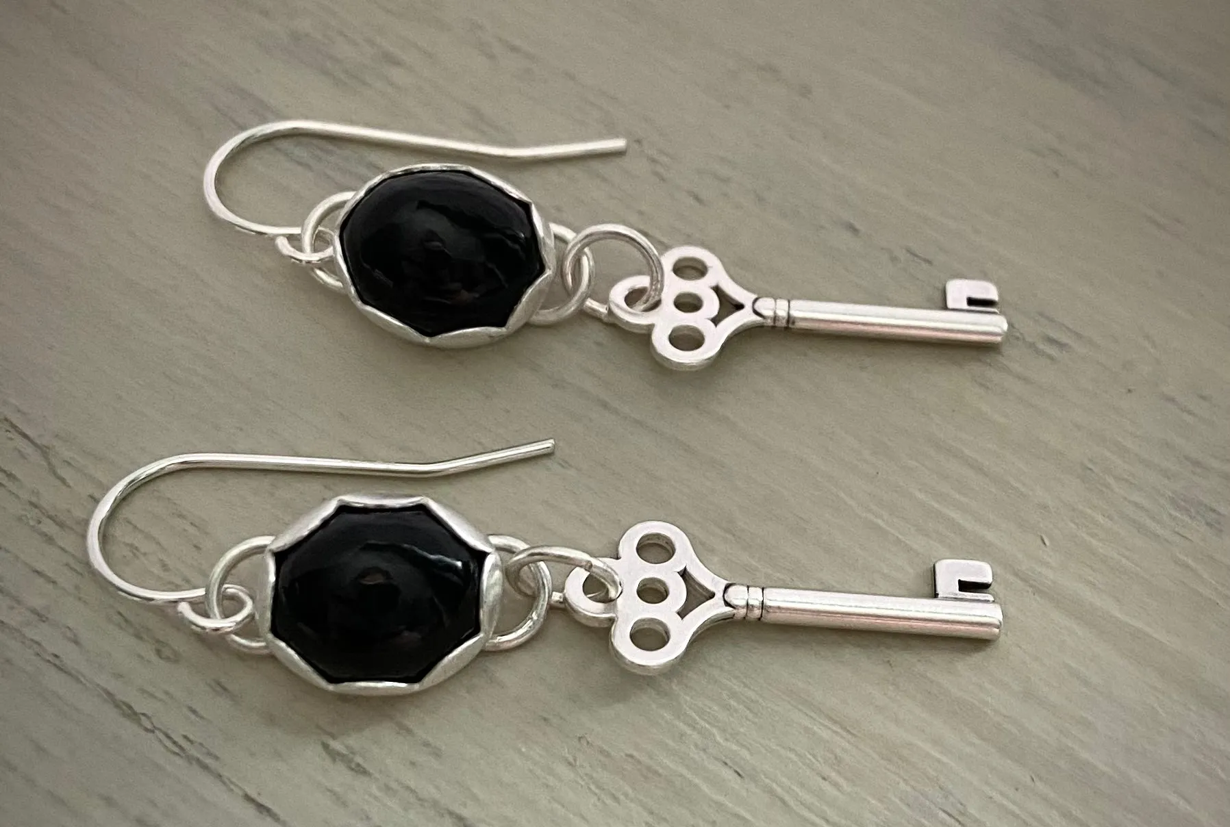 Key to My Heart Onyx Earrings