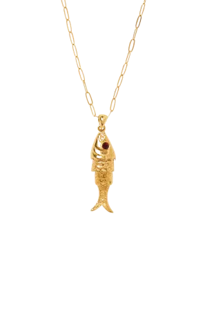 Koi Necklace with Garnet