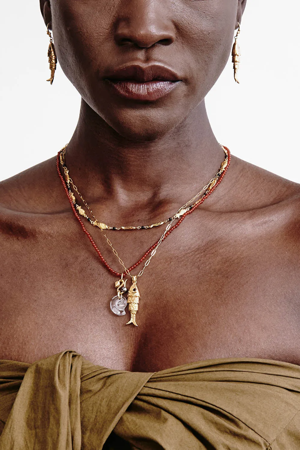 Koi Necklace with Garnet