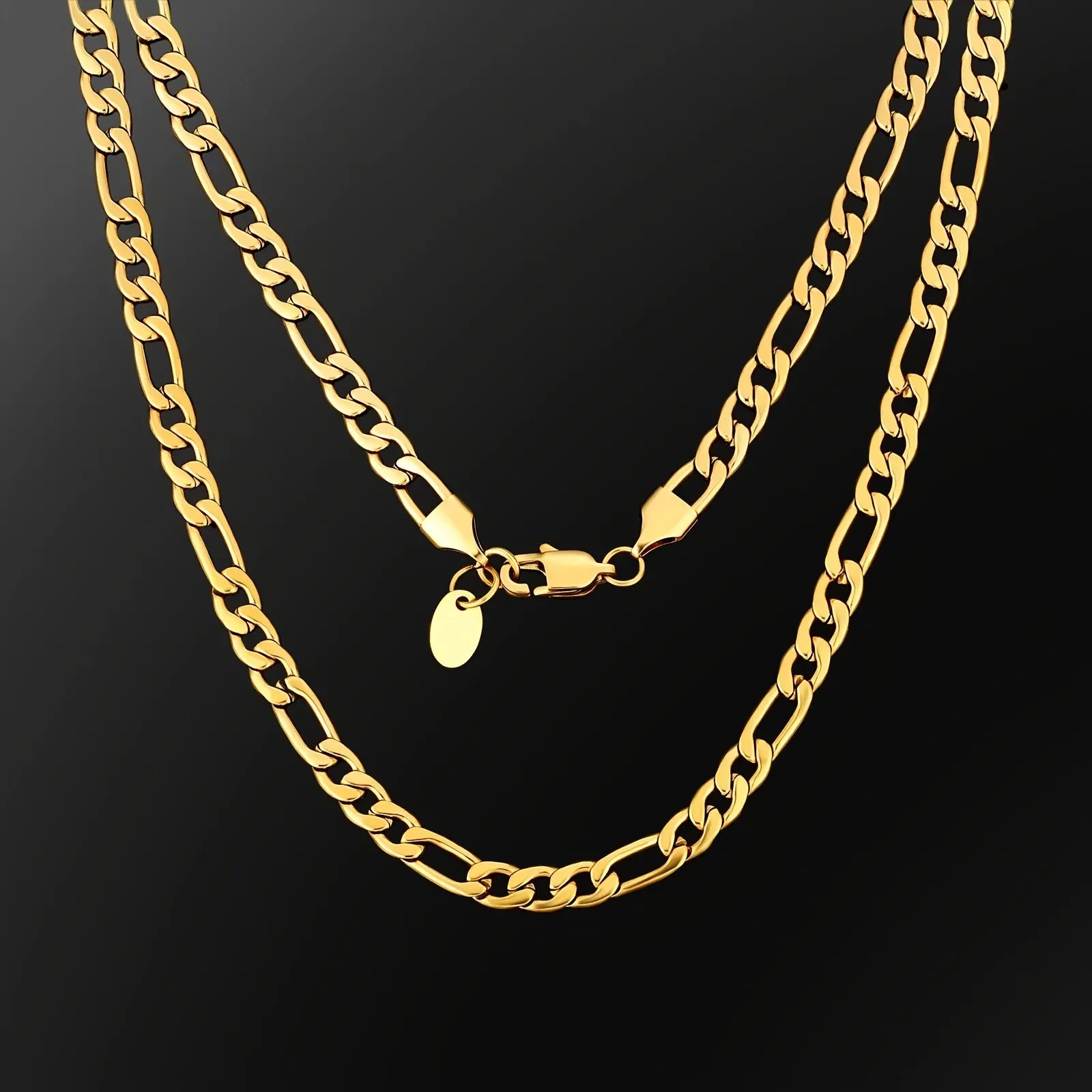 KRKC&CO 7mm Stainless Steel Gold Filled 18K Platinum Chain Cuban Necklace