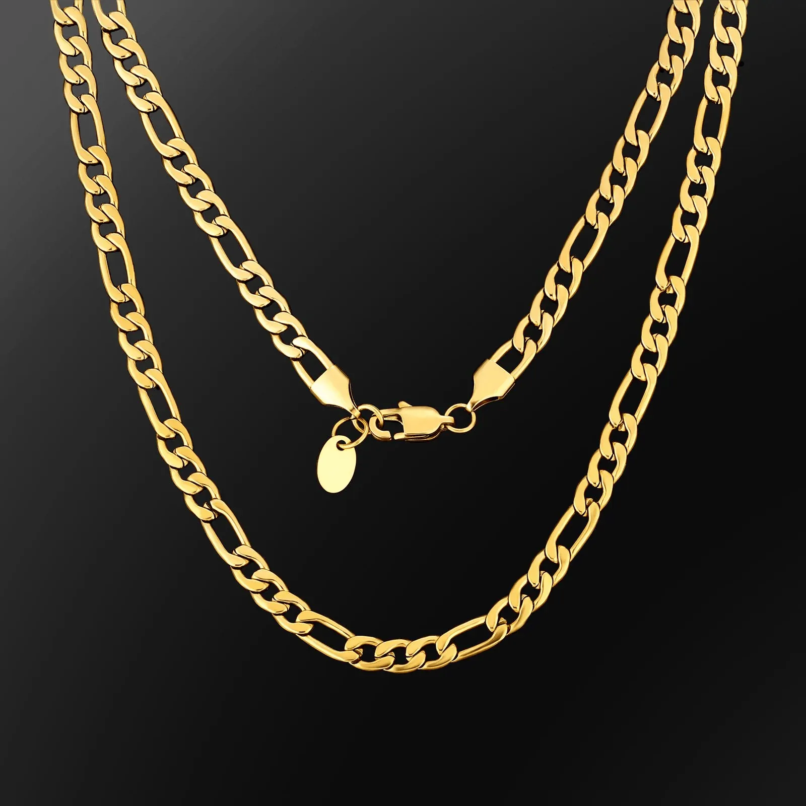 KRKC&CO 7mm Stainless Steel Gold Filled 18K Platinum Chain Cuban Necklace