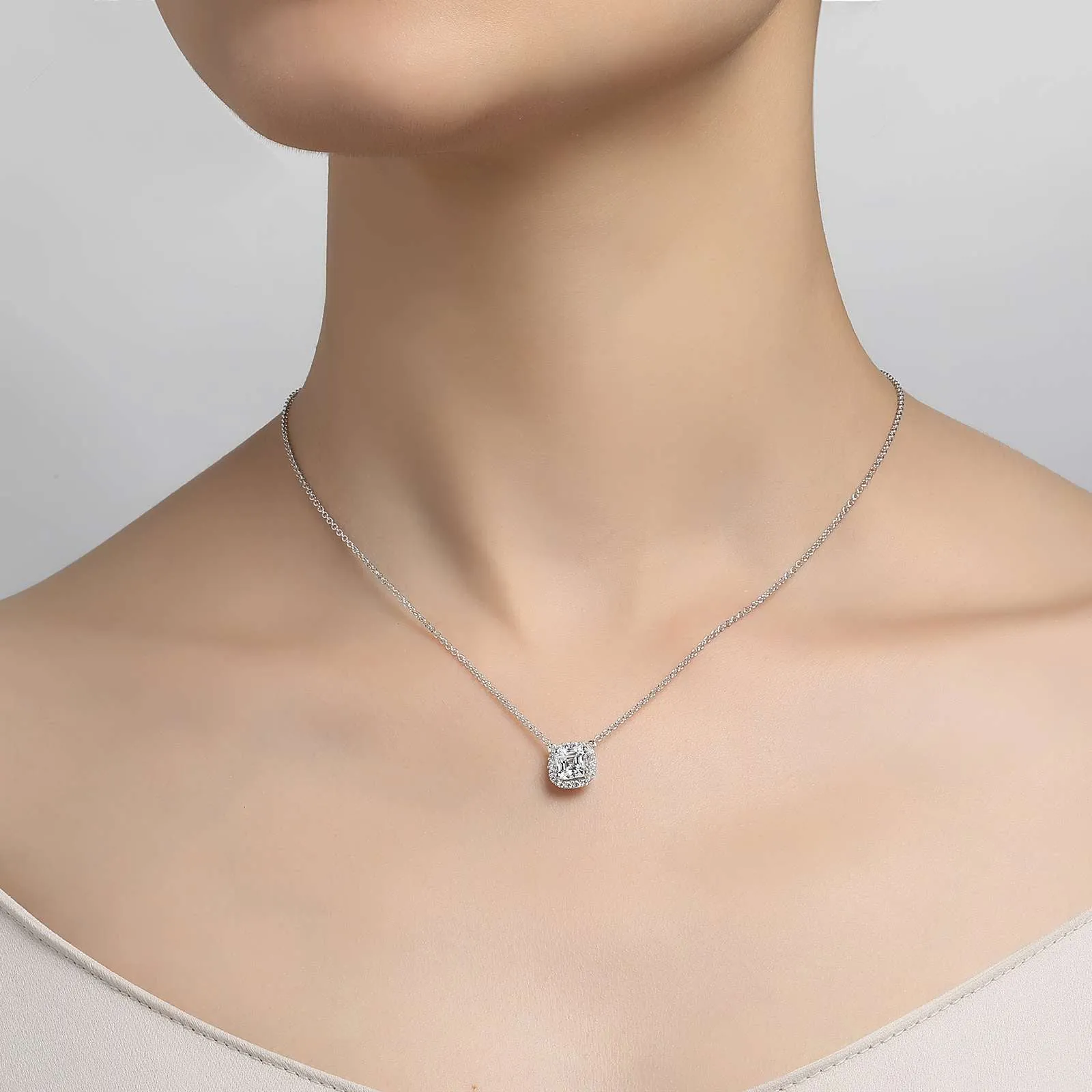 Lafonn Simulated Cushion Cut Diamond Halo Pendant