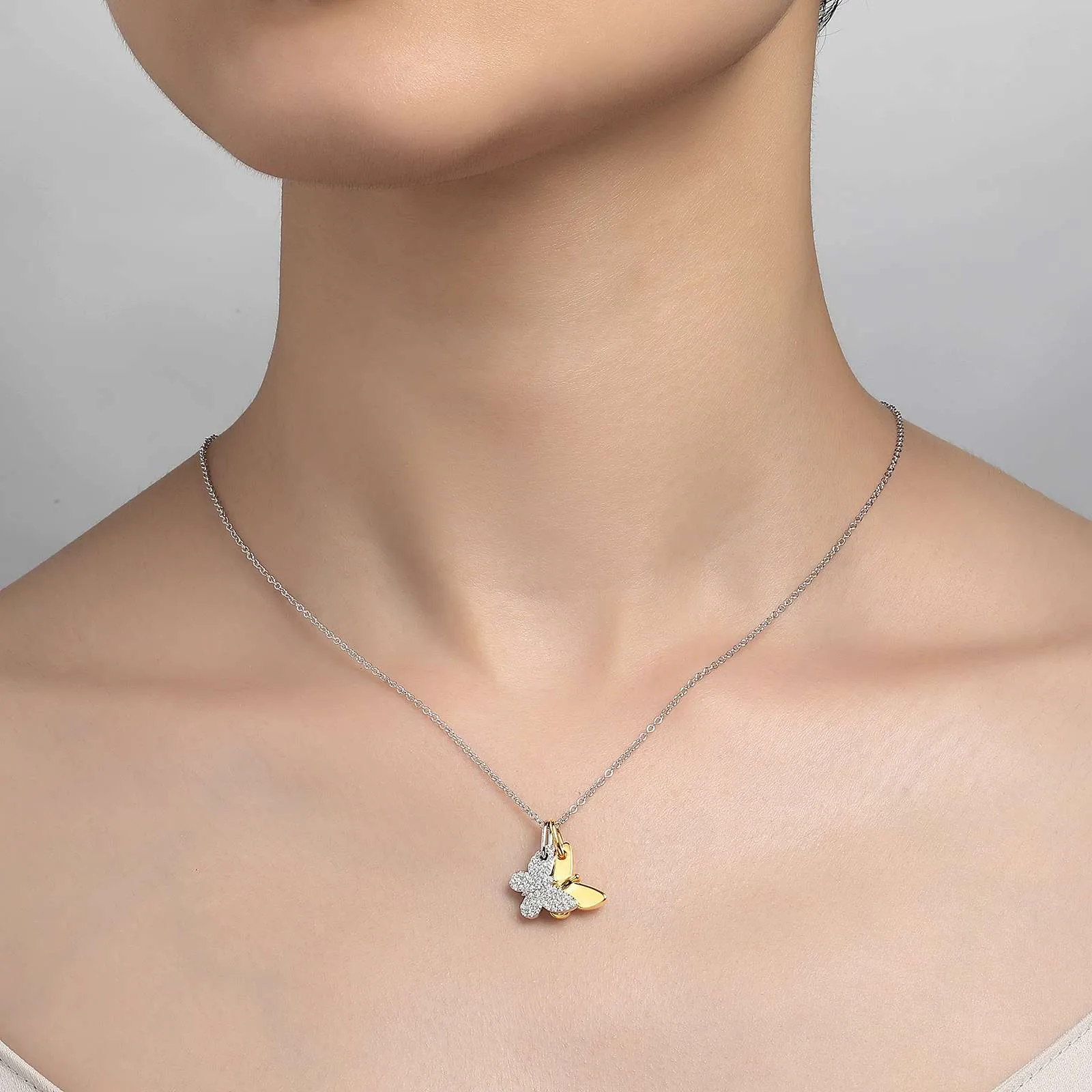 Lafonn Simulated Diamond Butterfly Shadow Pendant Necklace P0238CLT20