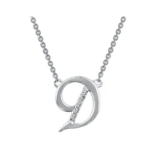 Lafonn Sterling Silver Platinum Plated Simualted Diamonds Initial D Necklace