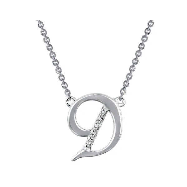 Lafonn Sterling Silver Platinum Plated Simualted Diamonds Initial D Necklace