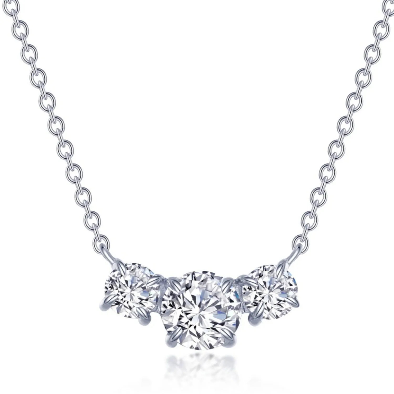 Lafonn Three Stone Simulated Round Cut Diamond Necklace