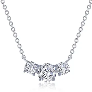 Lafonn Three Stone Simulated Round Cut Diamond Necklace