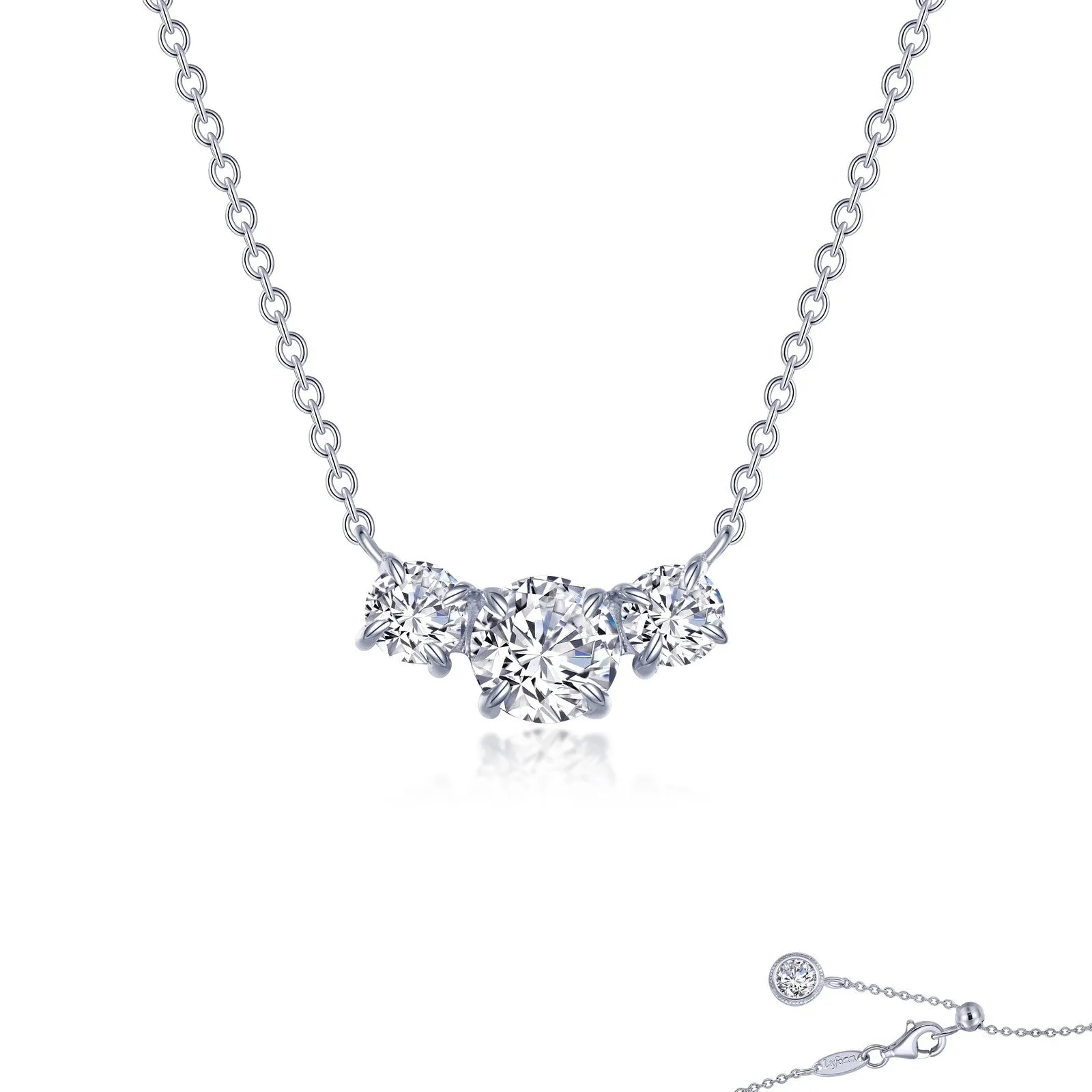 Lafonn Three Stone Simulated Round Cut Diamond Necklace