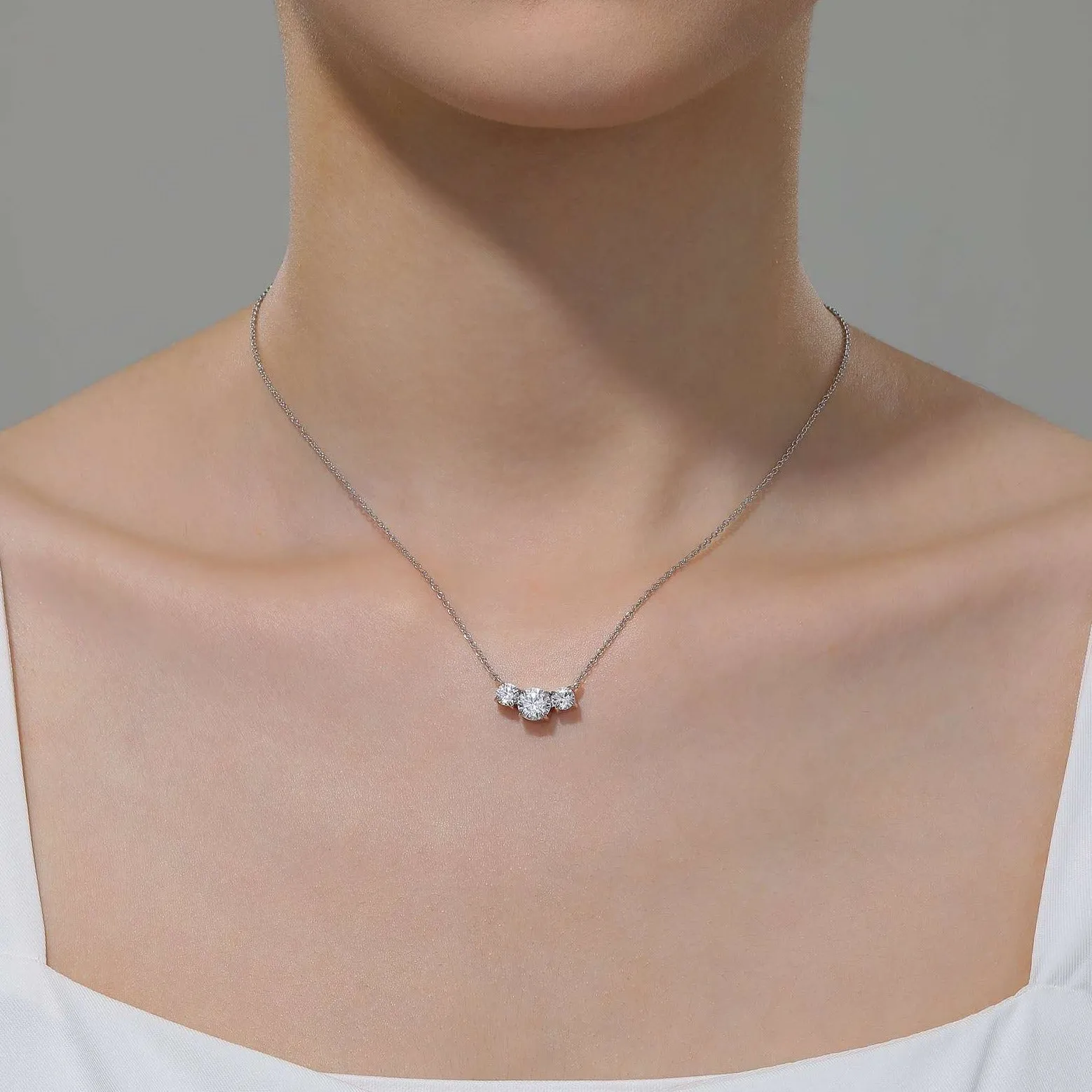 Lafonn Three Stone Simulated Round Cut Diamond Necklace