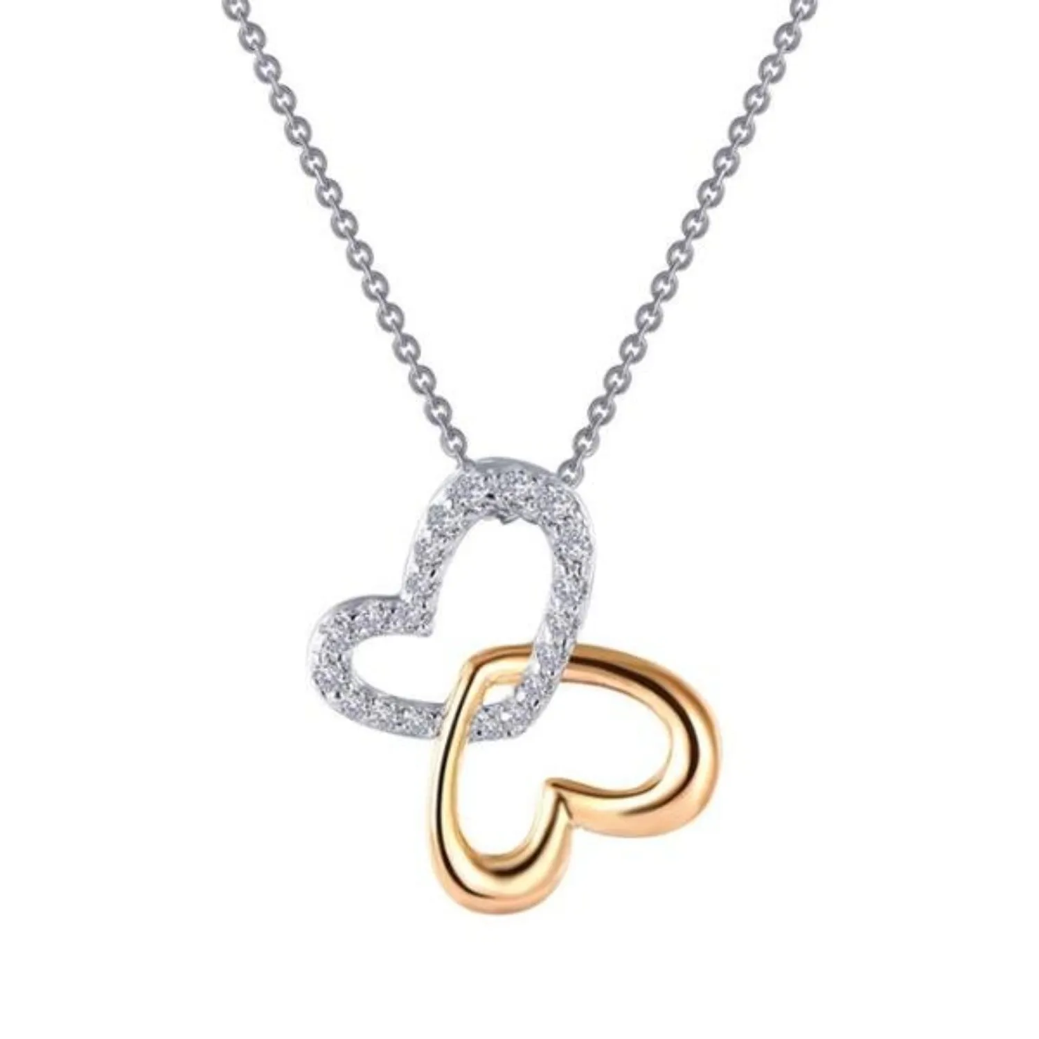 Lafonn Two-Tone Double Heart Simulated Diamond Pendant