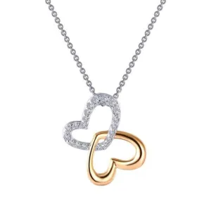 Lafonn Two-Tone Double Heart Simulated Diamond Pendant