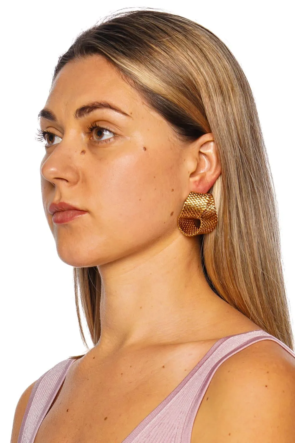 Lane Gold Twisted Chain Earrings