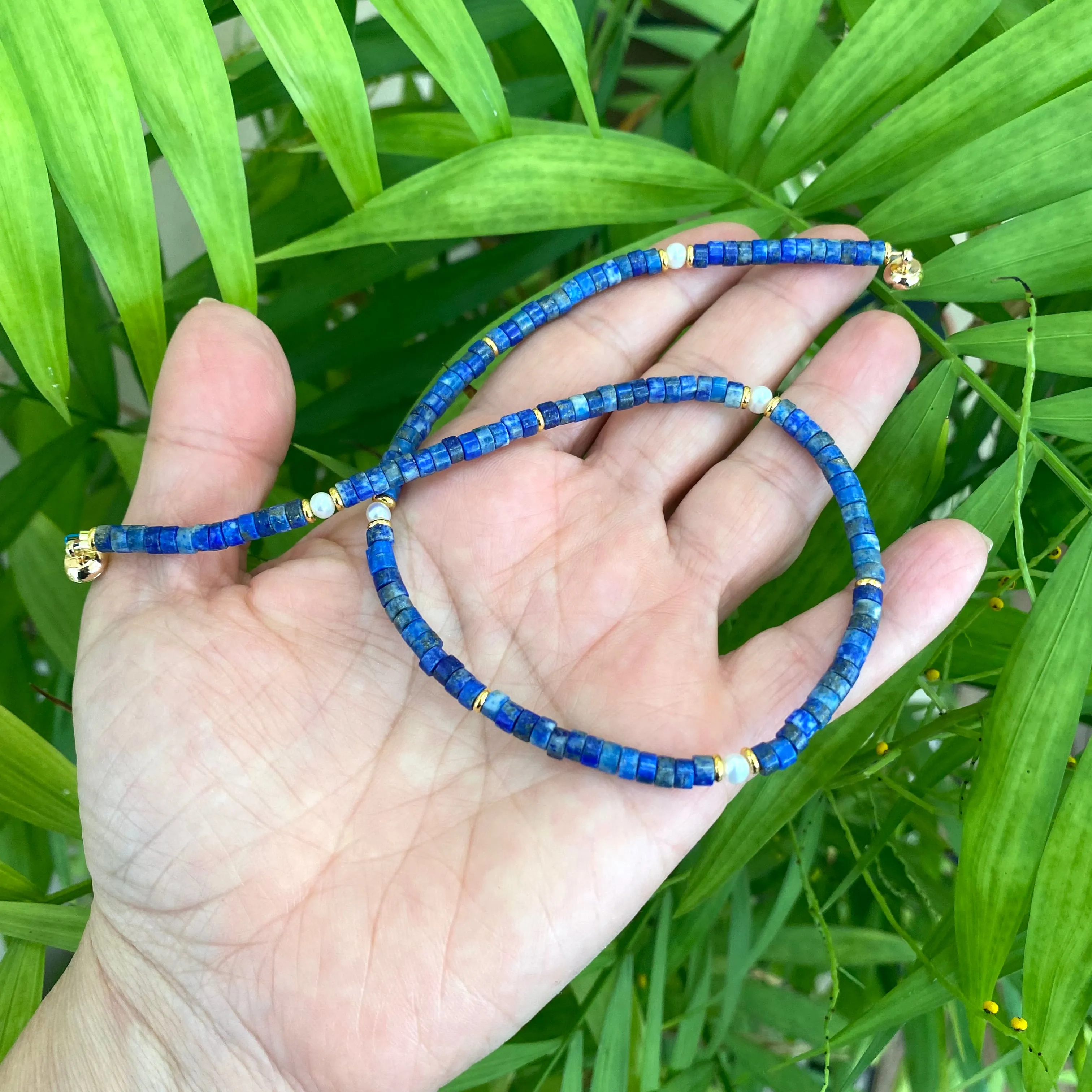 Lapis Lazuli & Pearl Choker Necklace