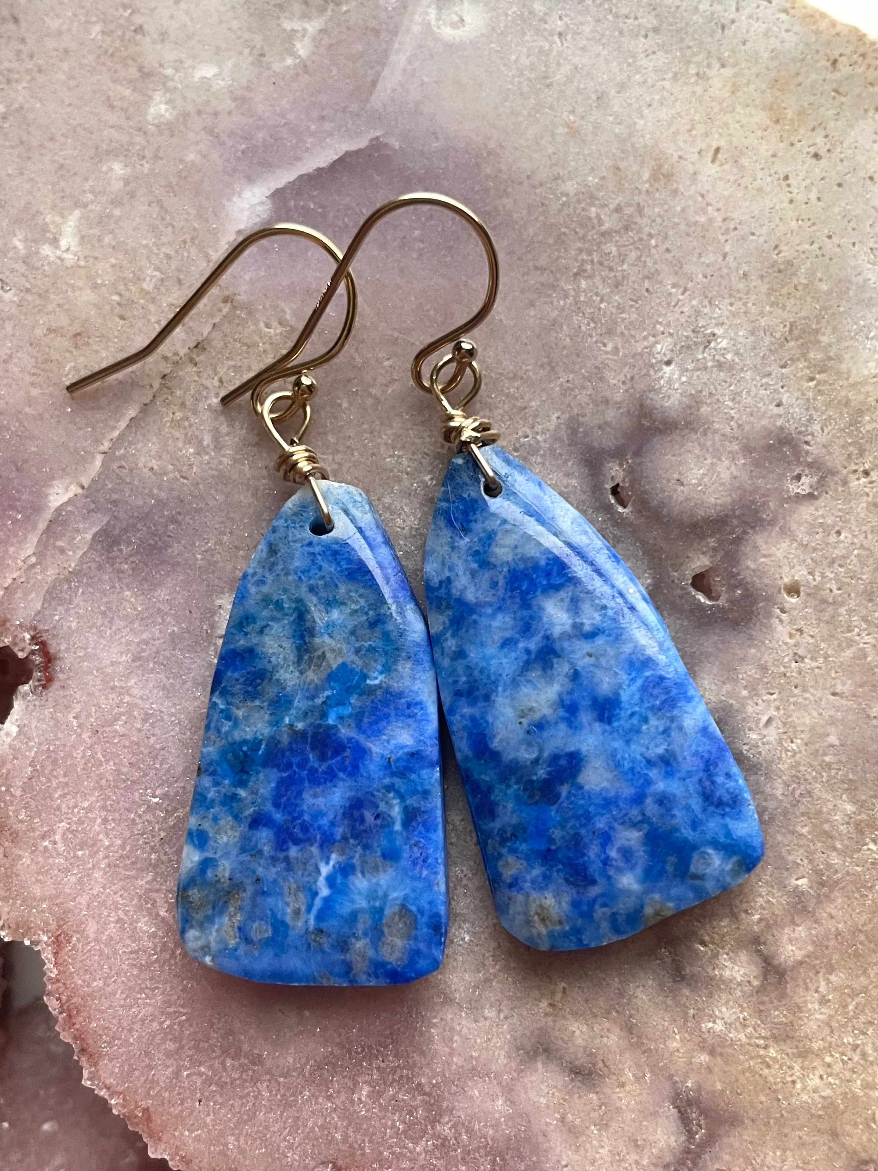 Lapis Lazuli Statement Earrings Gold Fill