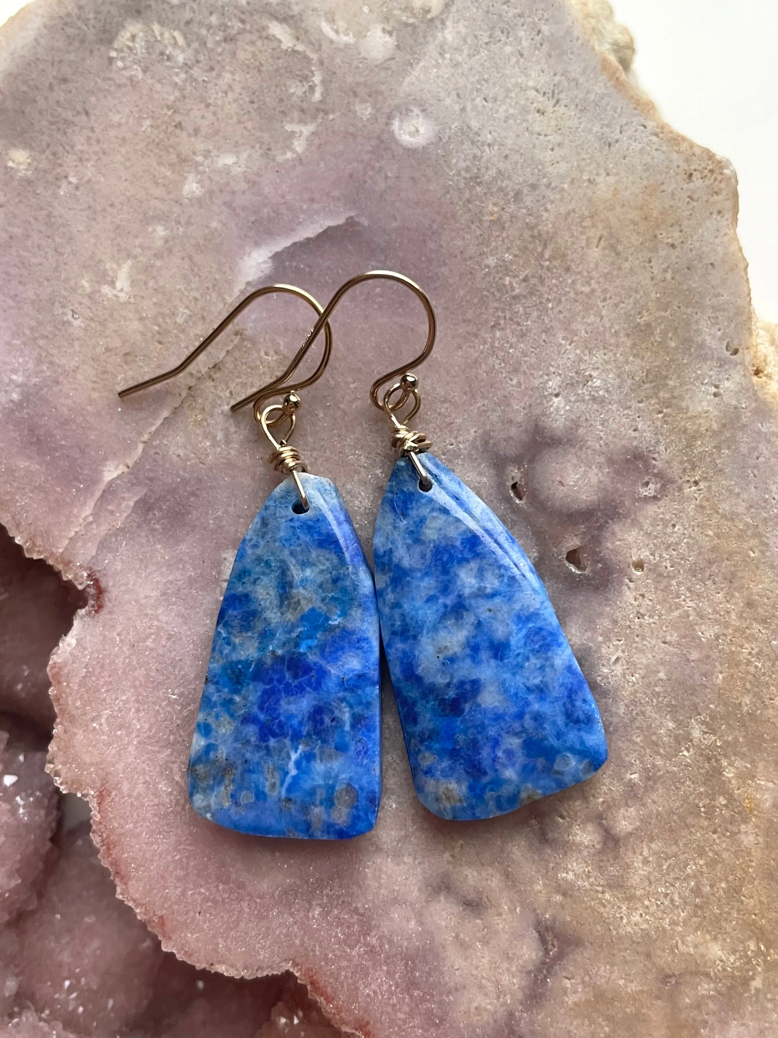 Lapis Lazuli Statement Earrings Gold Fill