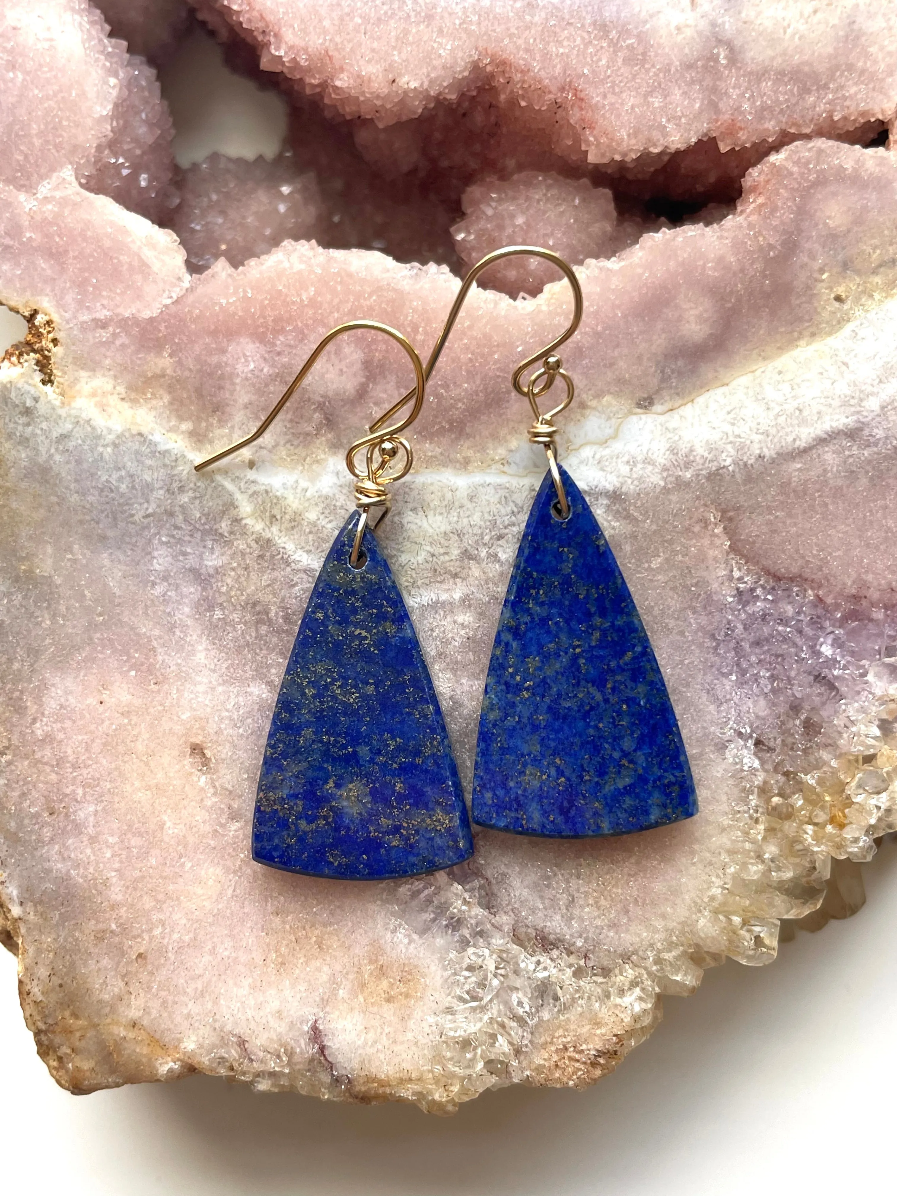 Lapis Lazuli Statement Earrings Gold Fill