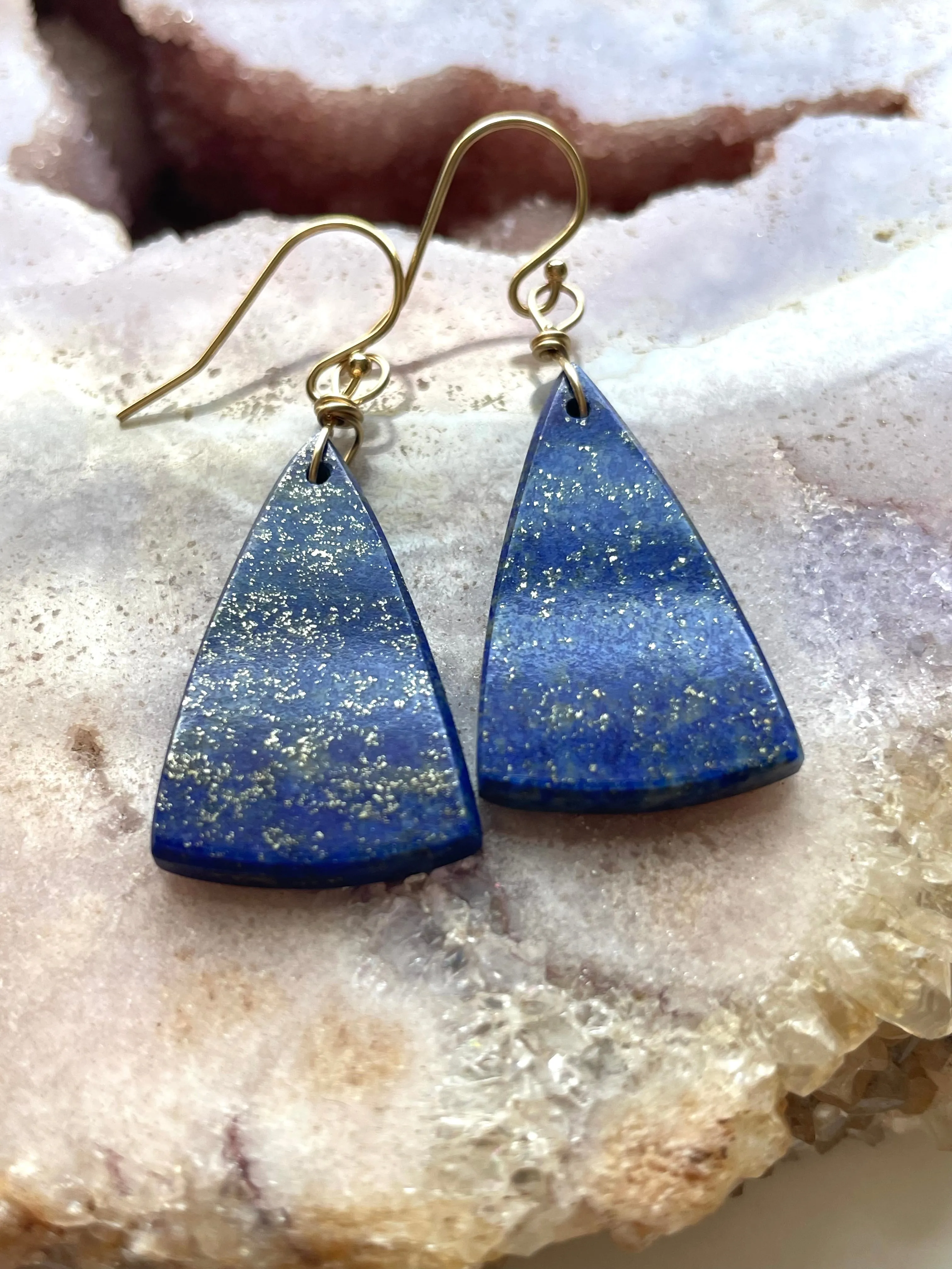 Lapis Lazuli Statement Earrings Gold Fill
