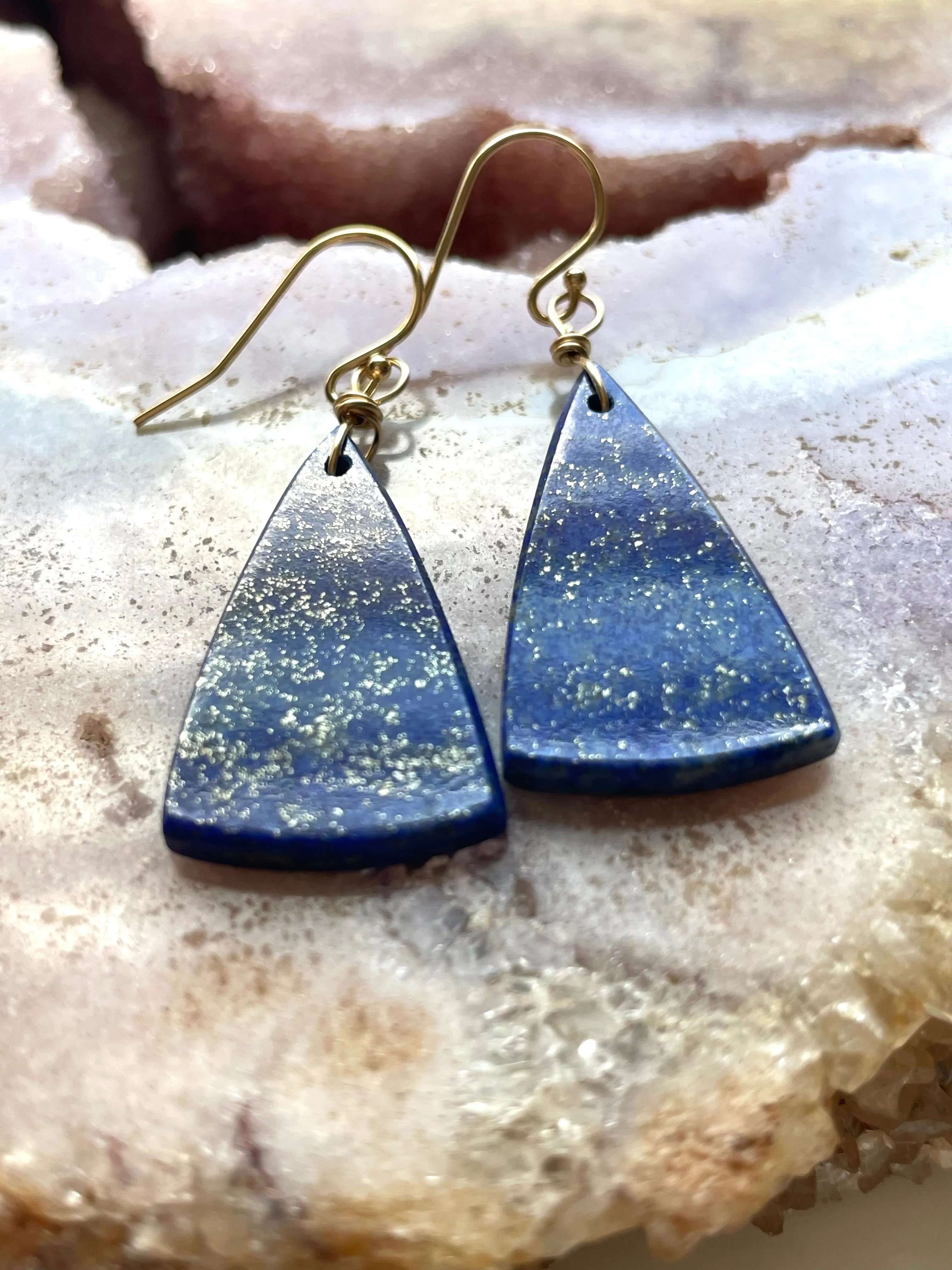 Lapis Lazuli Statement Earrings Gold Fill