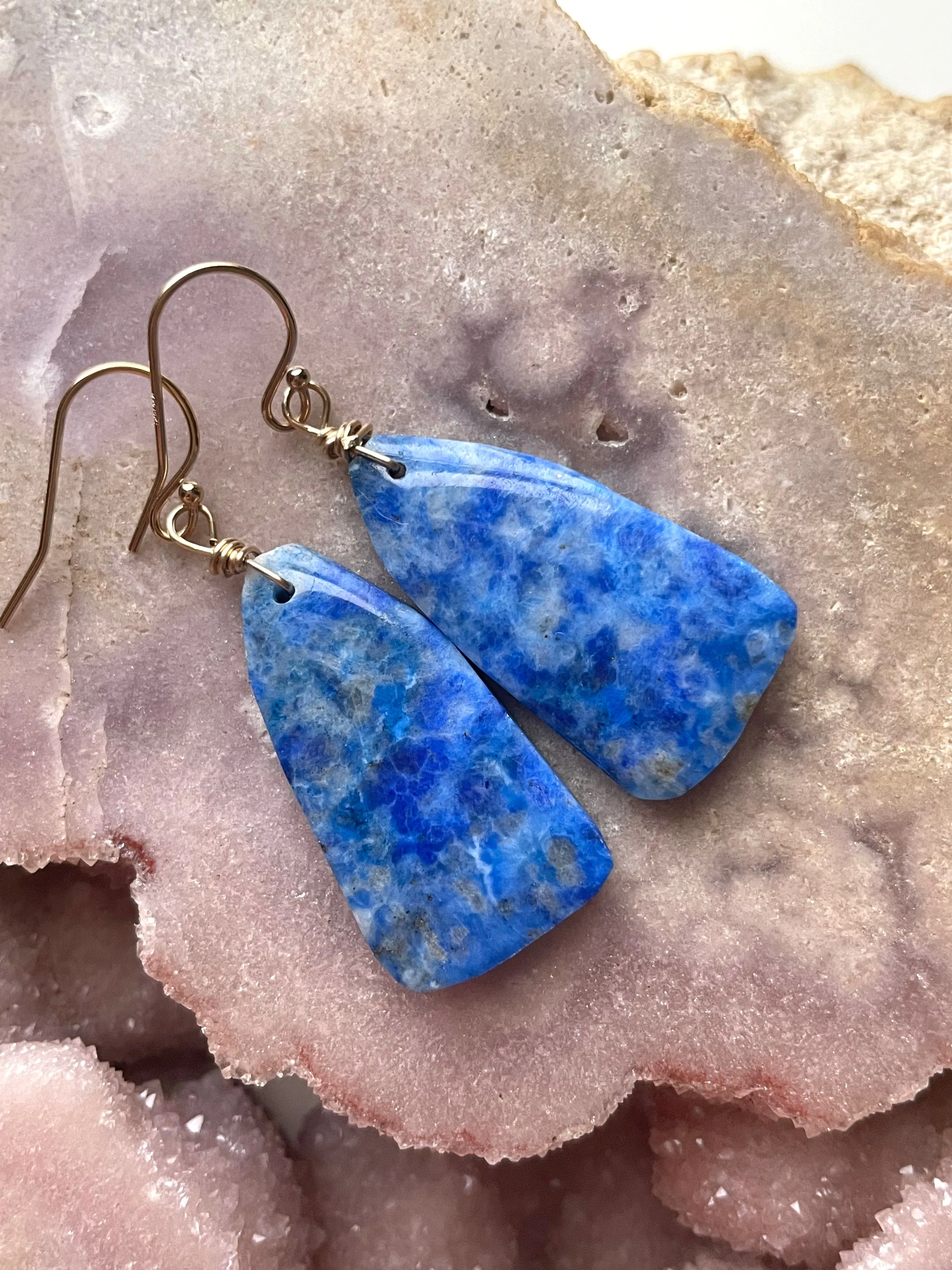 Lapis Lazuli Statement Earrings Gold Fill