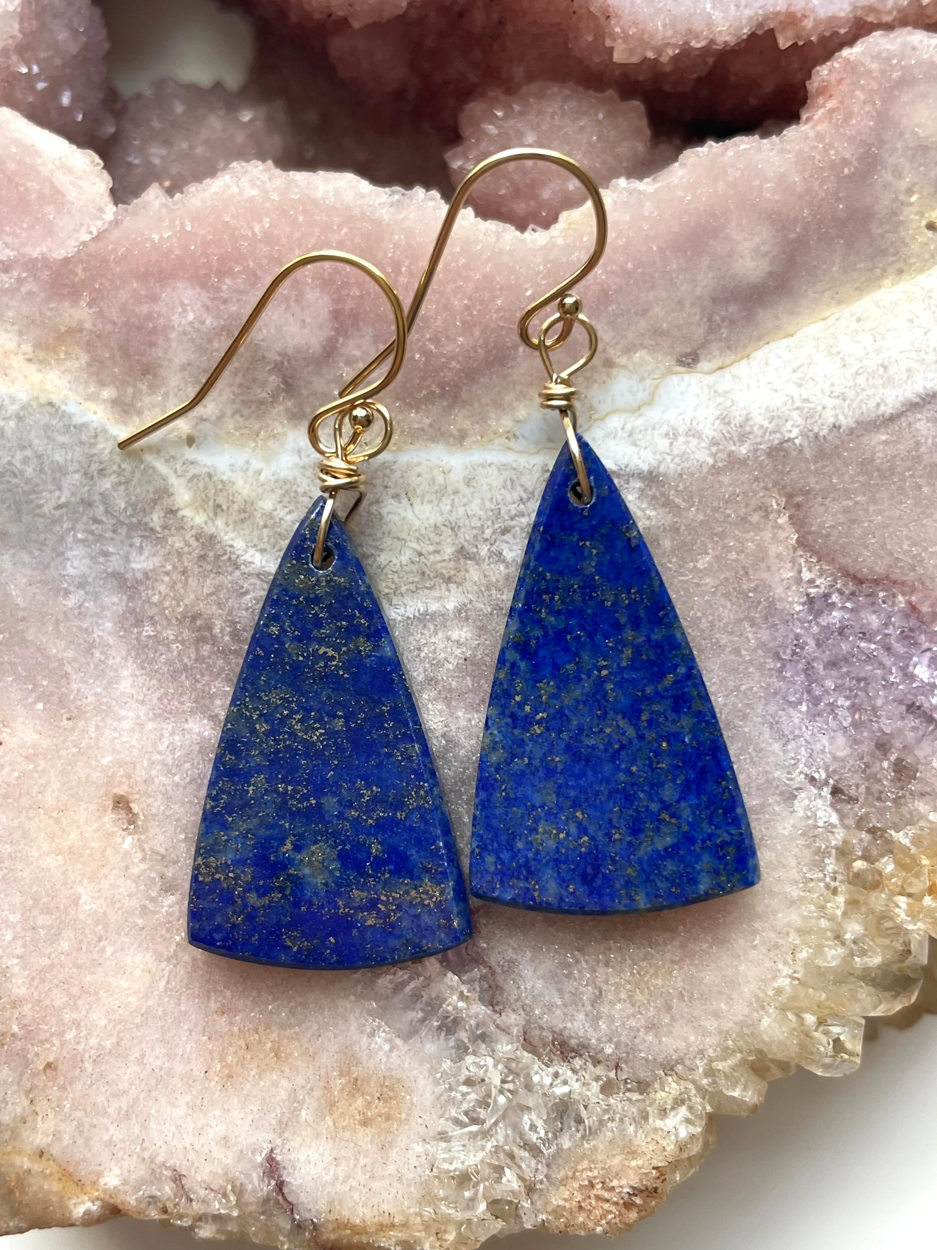 Lapis Lazuli Statement Earrings Gold Fill