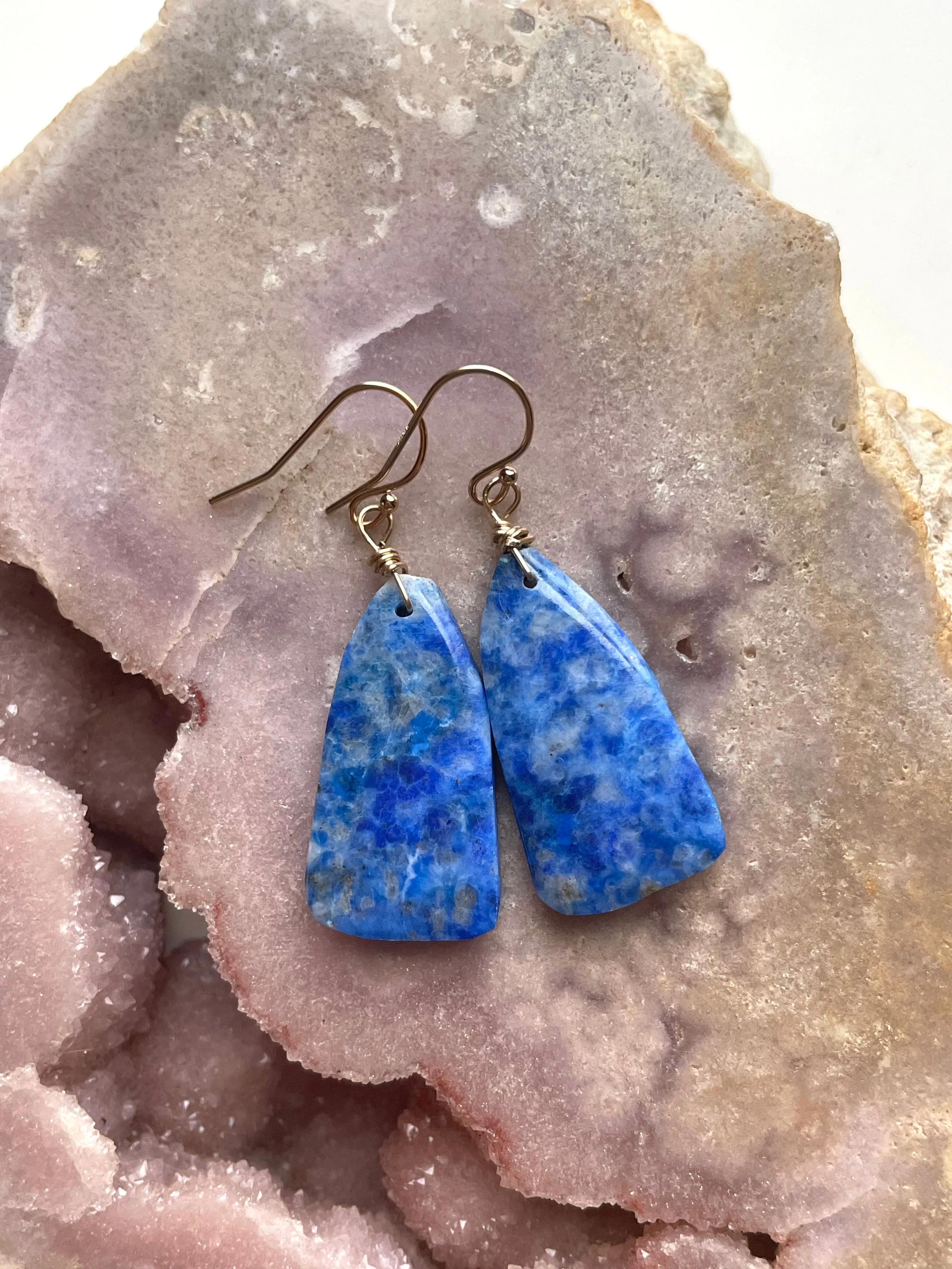 Lapis Lazuli Statement Earrings Gold Fill