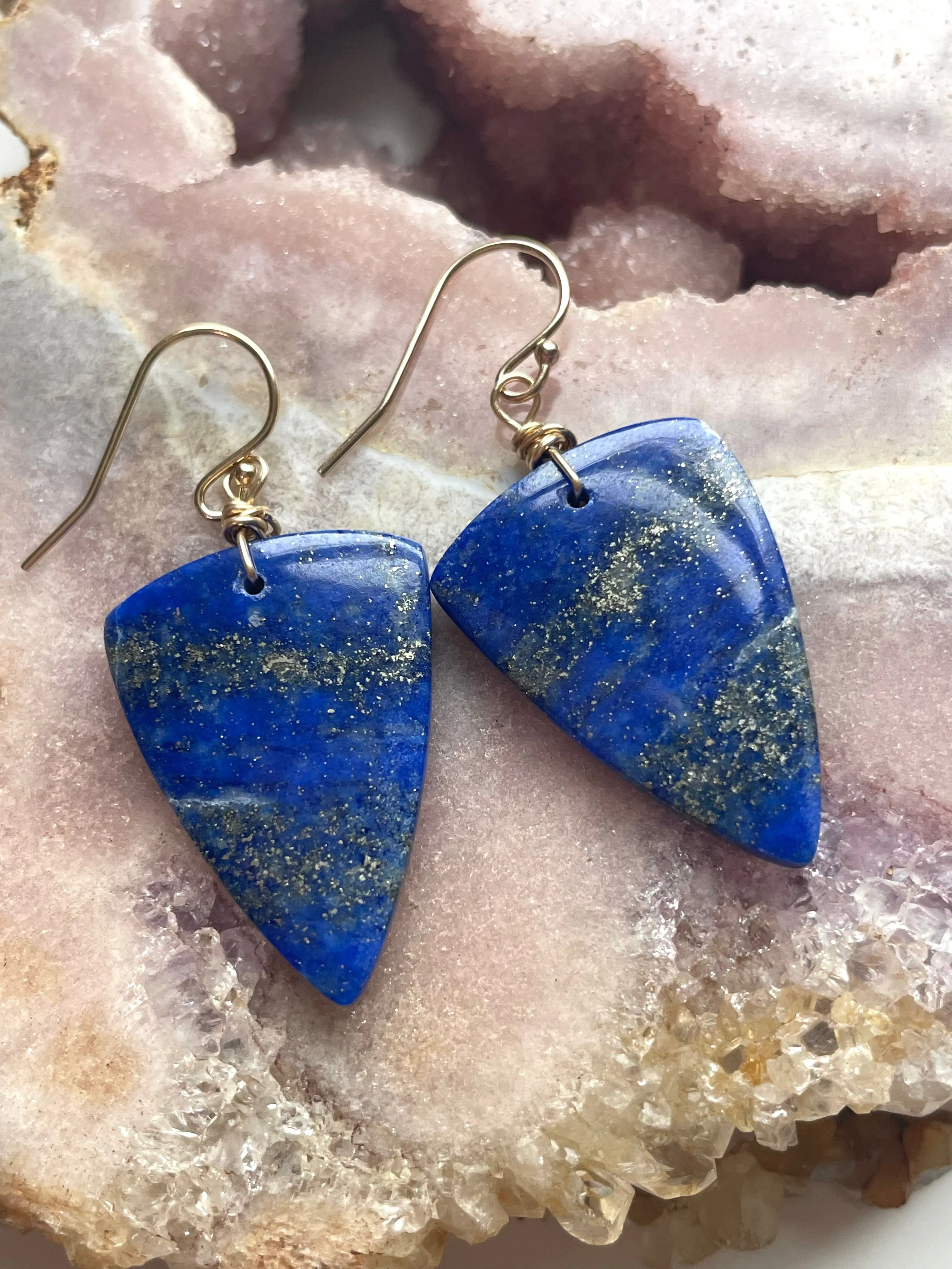Lapis Lazuli Statement Earrings Gold Fill
