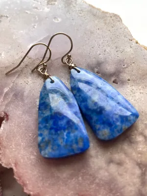 Lapis Lazuli Statement Earrings Gold Fill