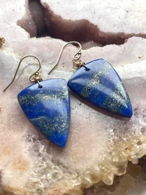 Lapis Lazuli Statement Earrings Gold Fill