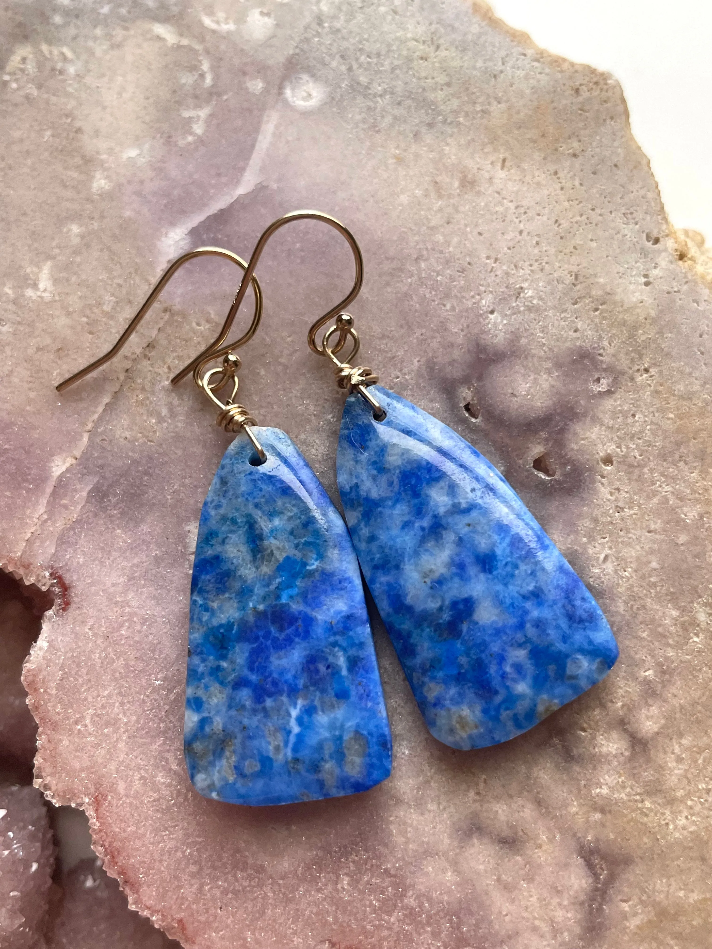 Lapis Lazuli Statement Earrings Gold Fill