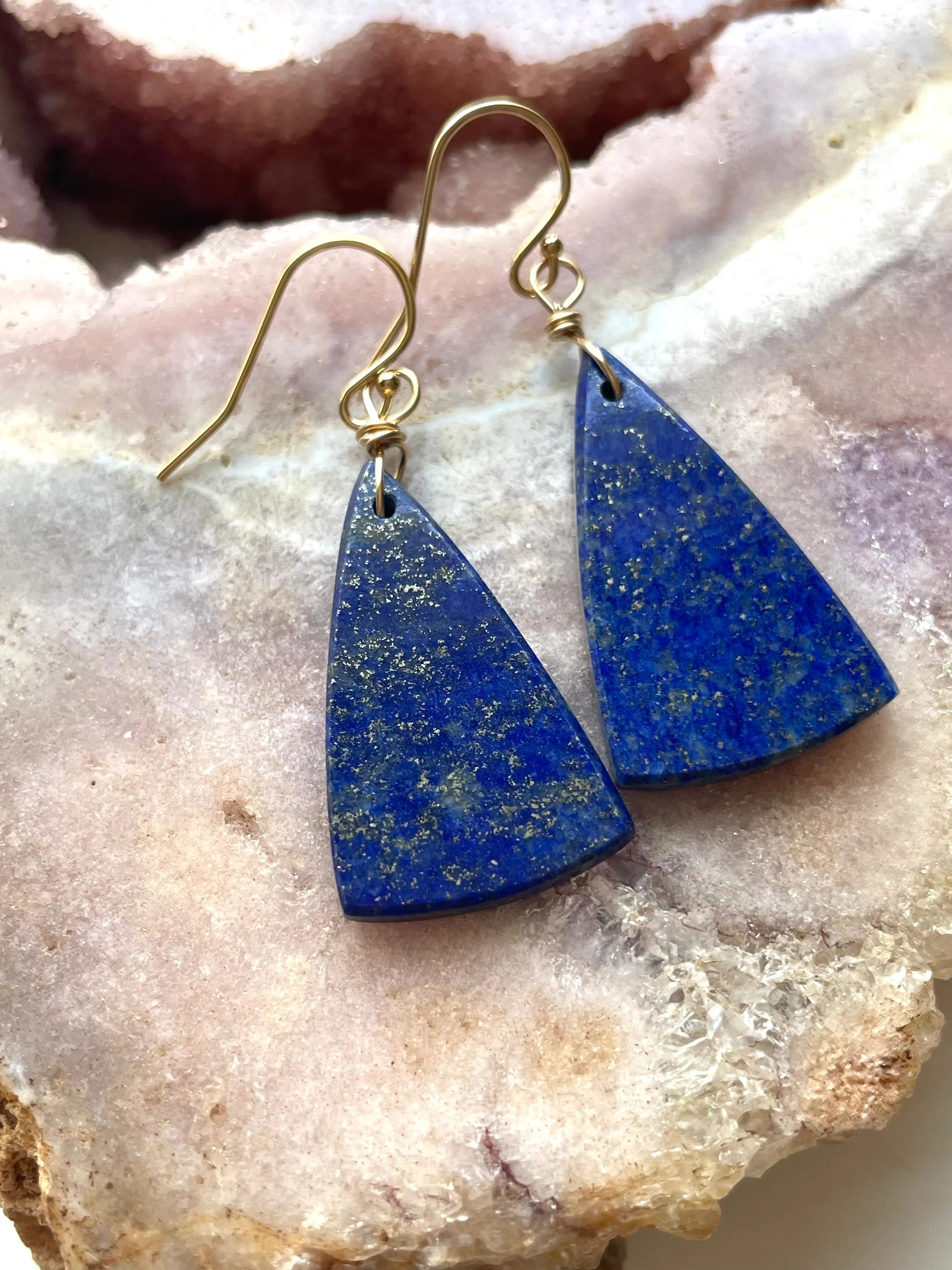 Lapis Lazuli Statement Earrings Gold Fill