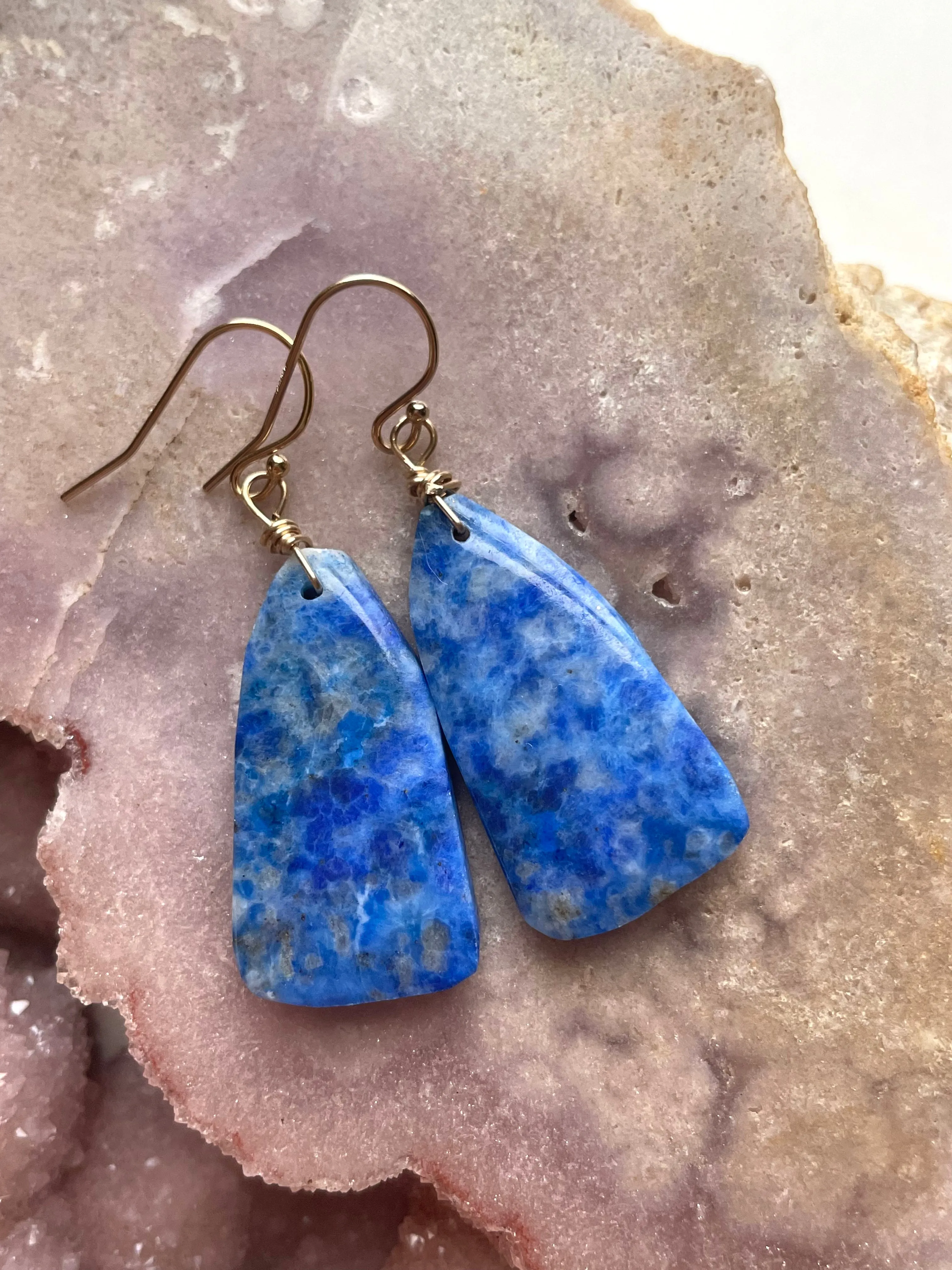 Lapis Lazuli Statement Earrings Gold Fill