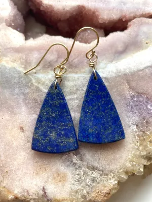 Lapis Lazuli Statement Earrings Gold Fill