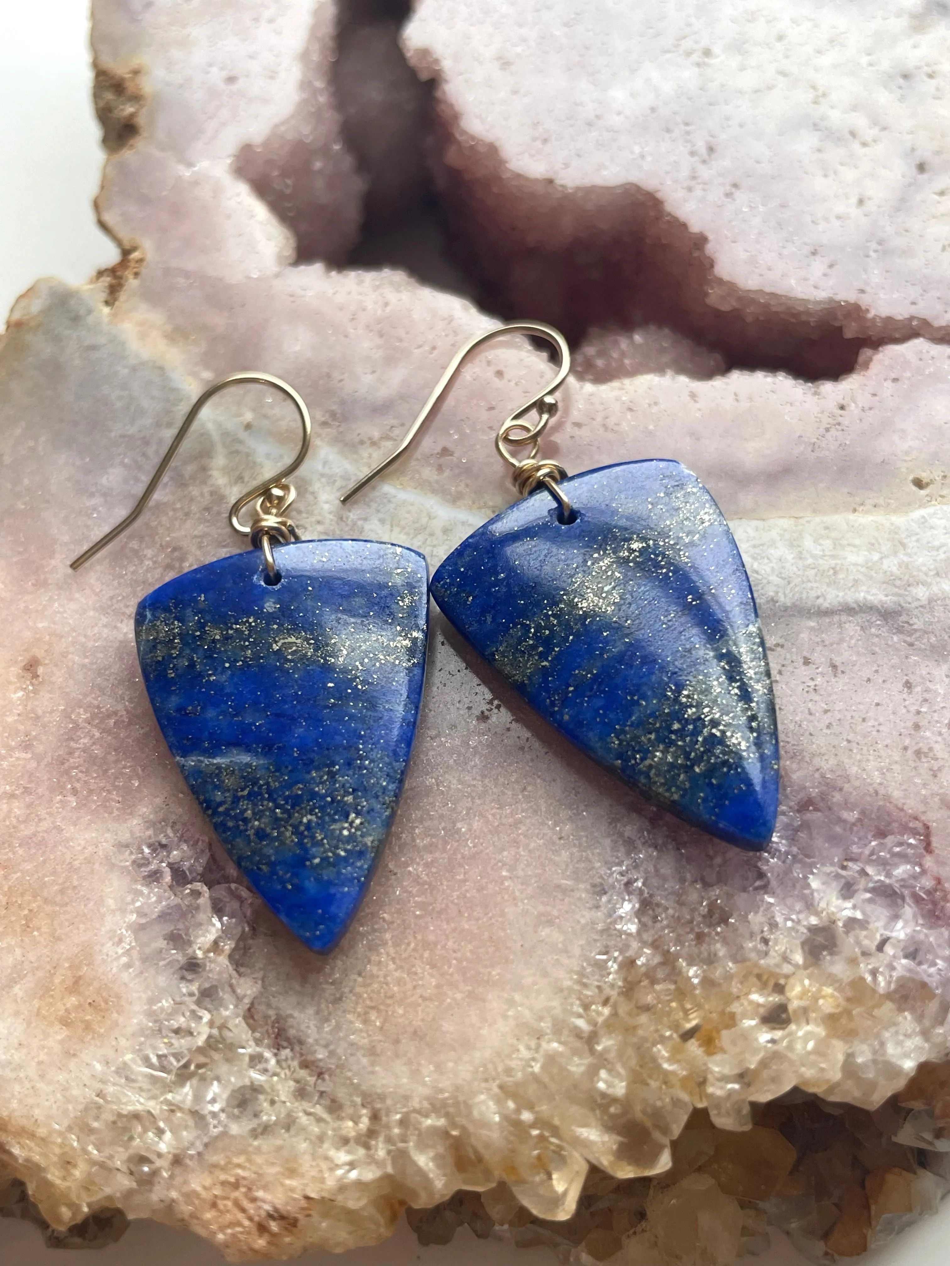 Lapis Lazuli Statement Earrings Gold Fill