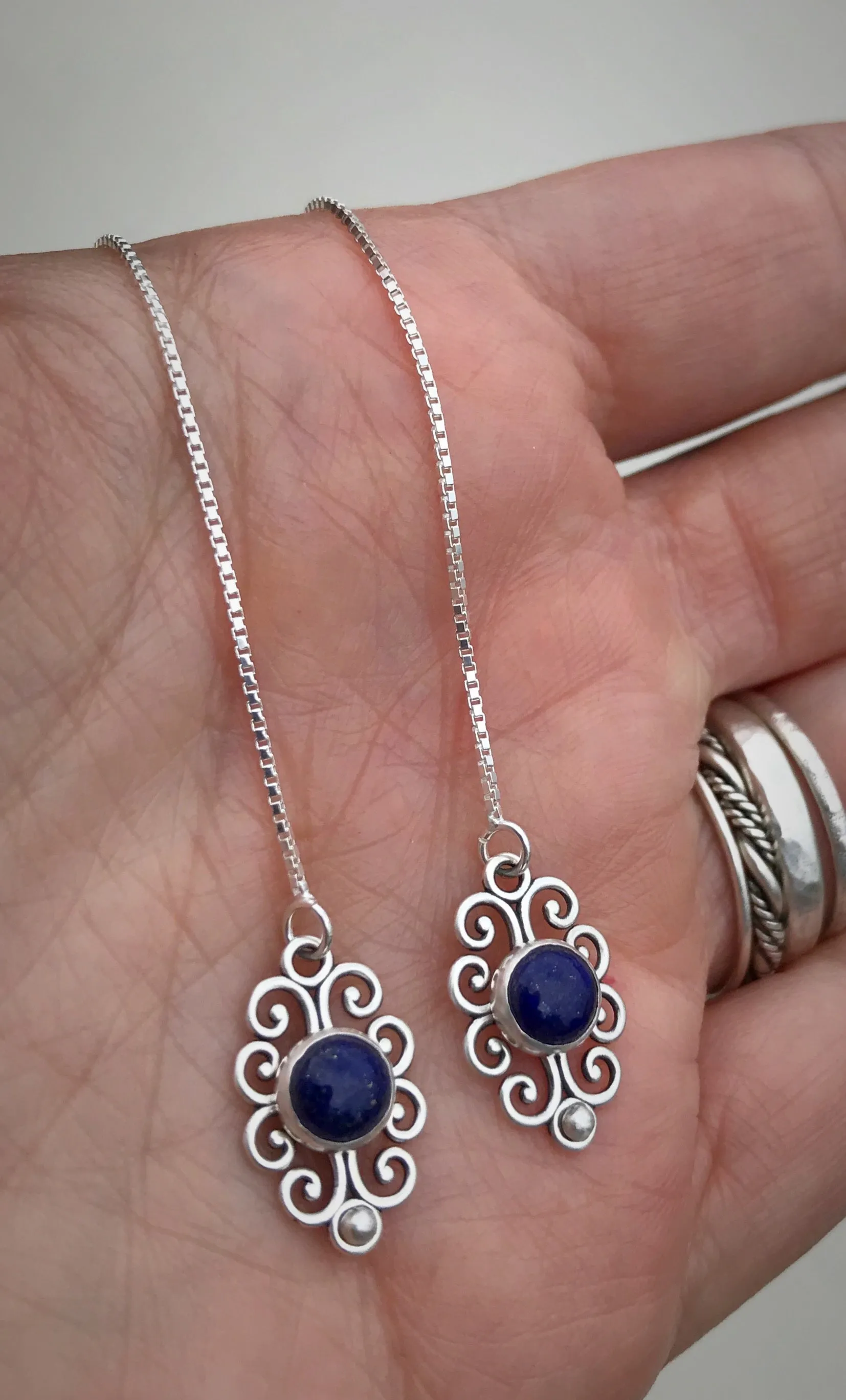 Lapis Lazuli Threader Earrings