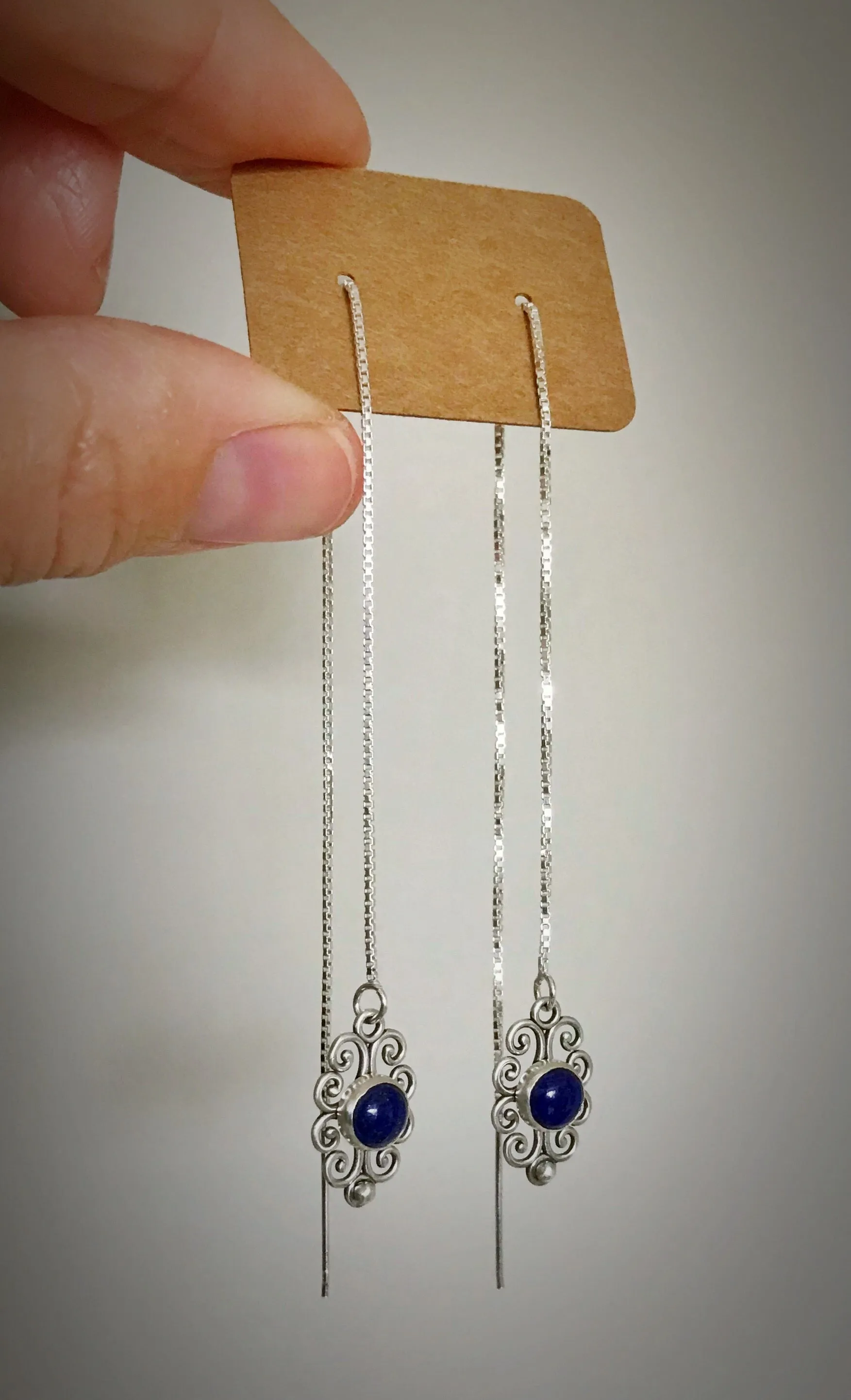 Lapis Lazuli Threader Earrings