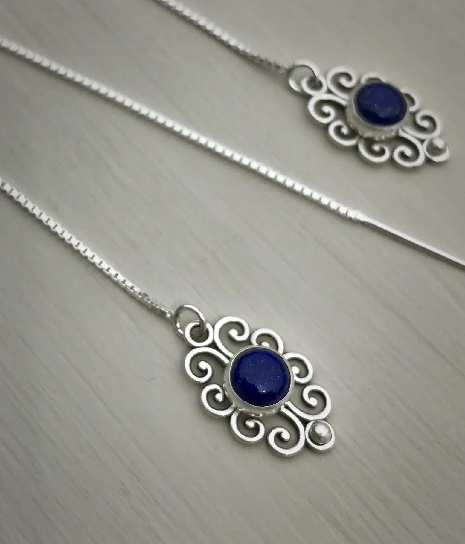 Lapis Lazuli Threader Earrings