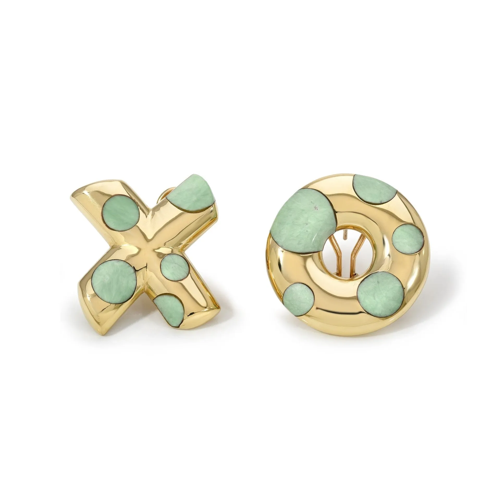 Large Polka Dot XO Earrings in Green Turquoise