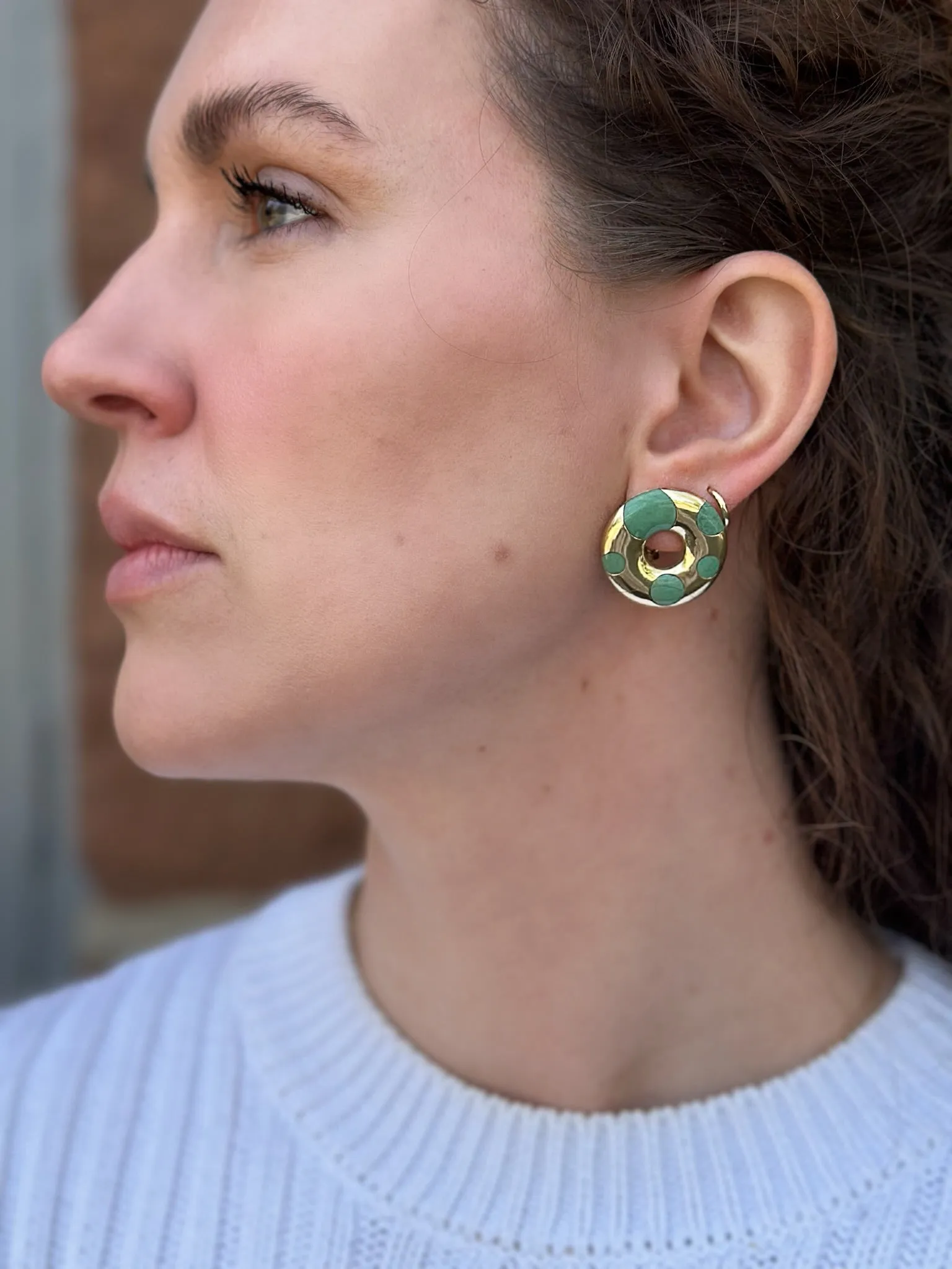 Large Polka Dot XO Earrings in Green Turquoise