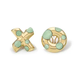 Large Polka Dot XO Earrings in Green Turquoise
