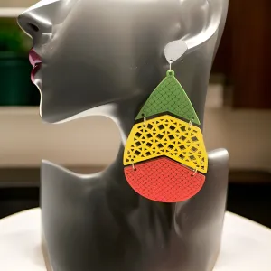 Large Rasta Reggae Dangling Earring
