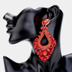 Large Red Crystal Statement Pageant Earrings | 476308