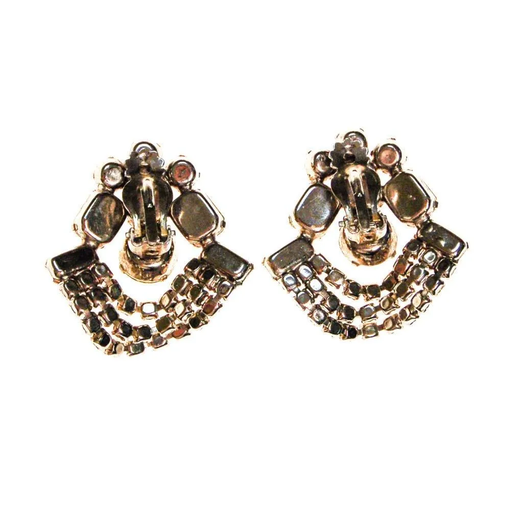 Lemon Citrine Yellow Rhinestone Statement Earrings